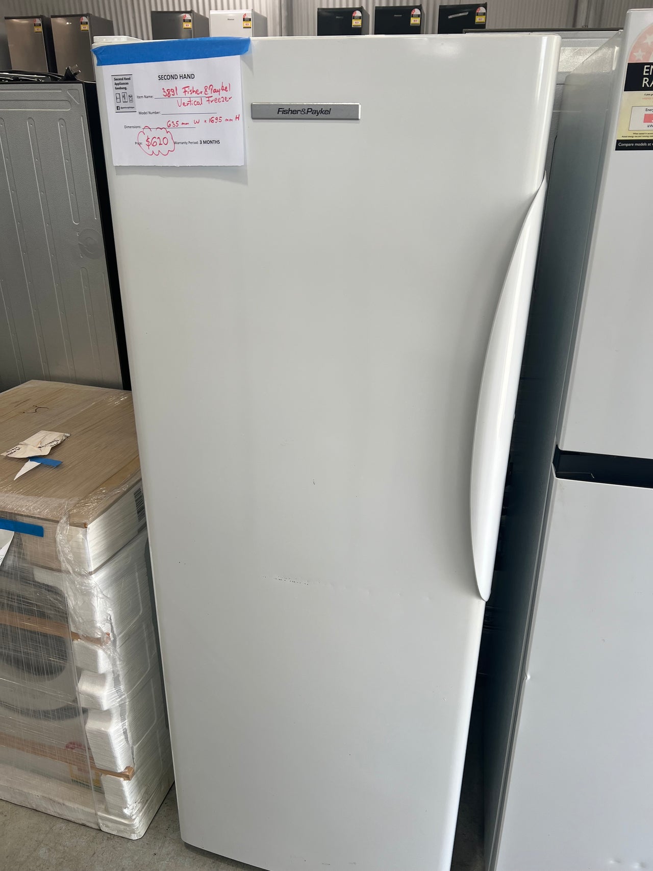 Second hand Fisher & Paykel E388LWW 389L Upright Freezer - Second Hand Appliances Geebung