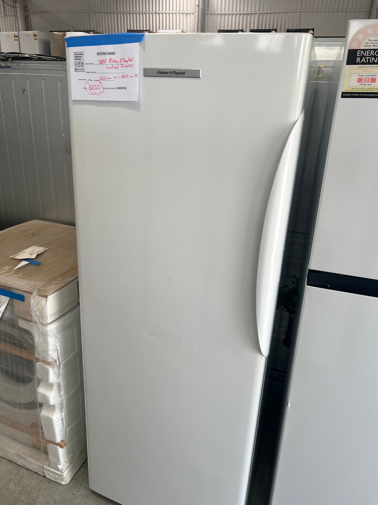 Second hand Fisher & Paykel E388LWW 389L Upright Freezer - Second Hand Appliances Geebung