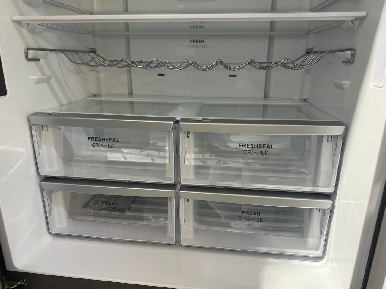Factory second Westinghouse 564L French Quad Door Refrigerator – Matte Charcoal Black WQE5600BA