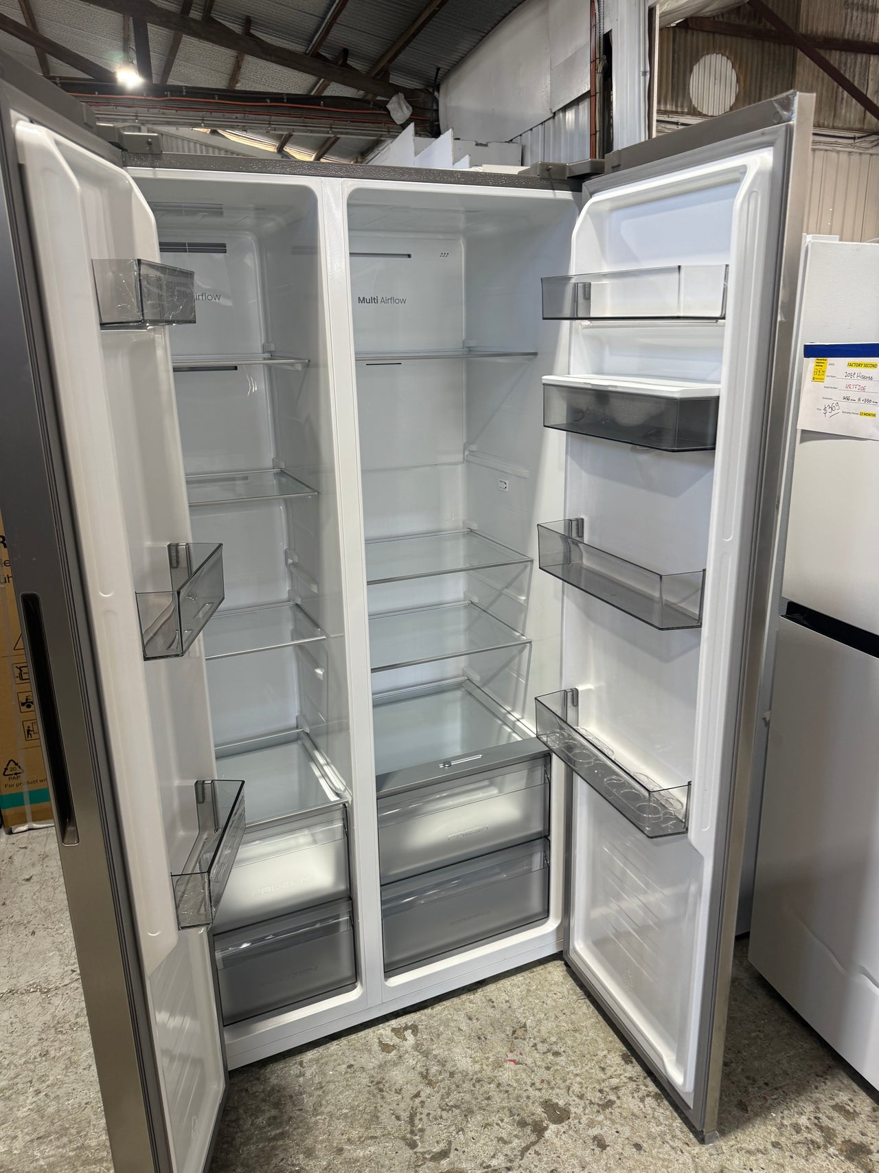 Factory second Hisense HRSBS540SW 541 L PureFlat Side-by-Side Refrigerator – Silver / Stainless Steel