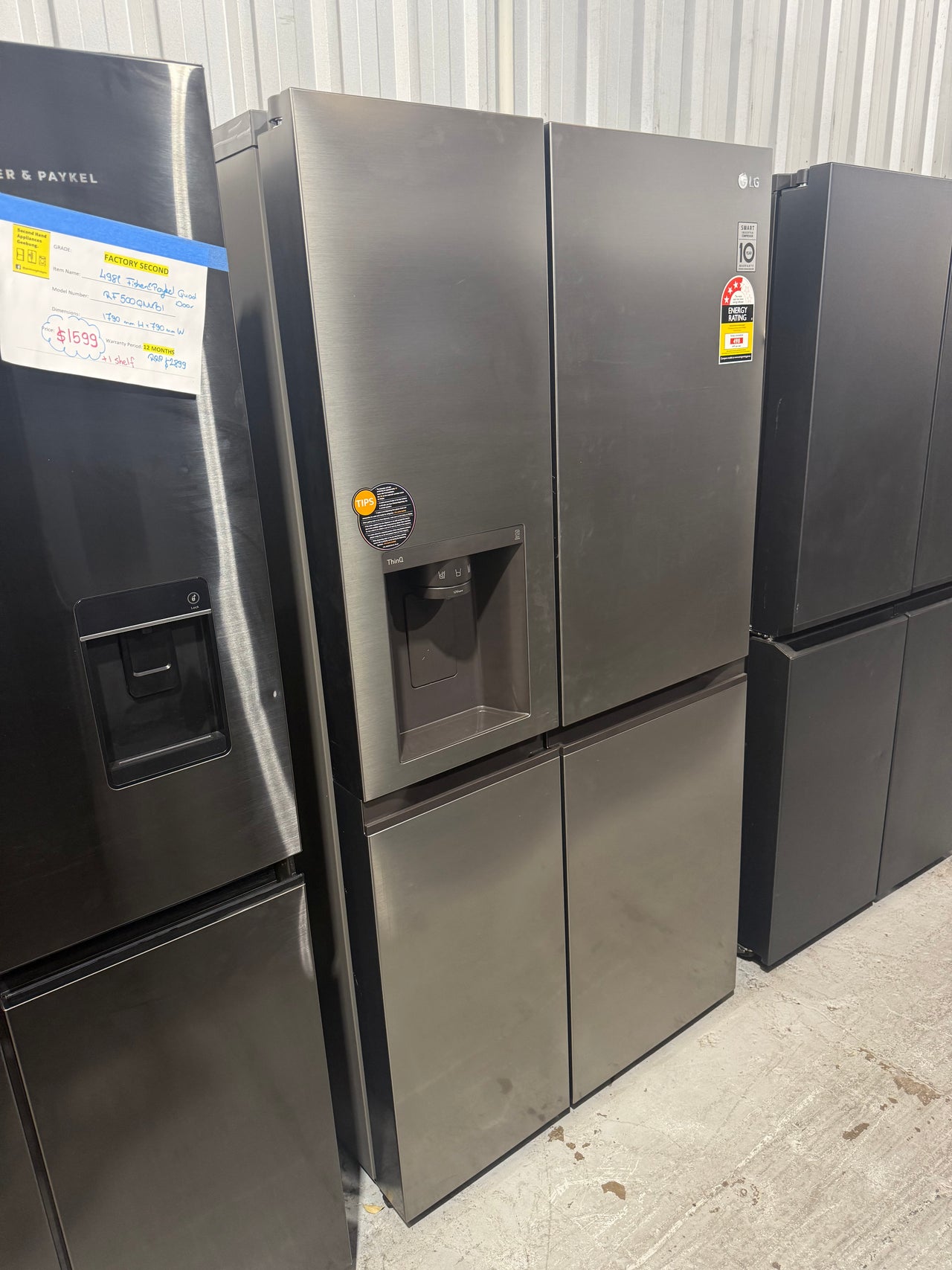 Factory second LG GS-N600PL 635 L Side-by-Side Refrigerator – Non-Plumbed Ice & Water, Stainless Steel Finish