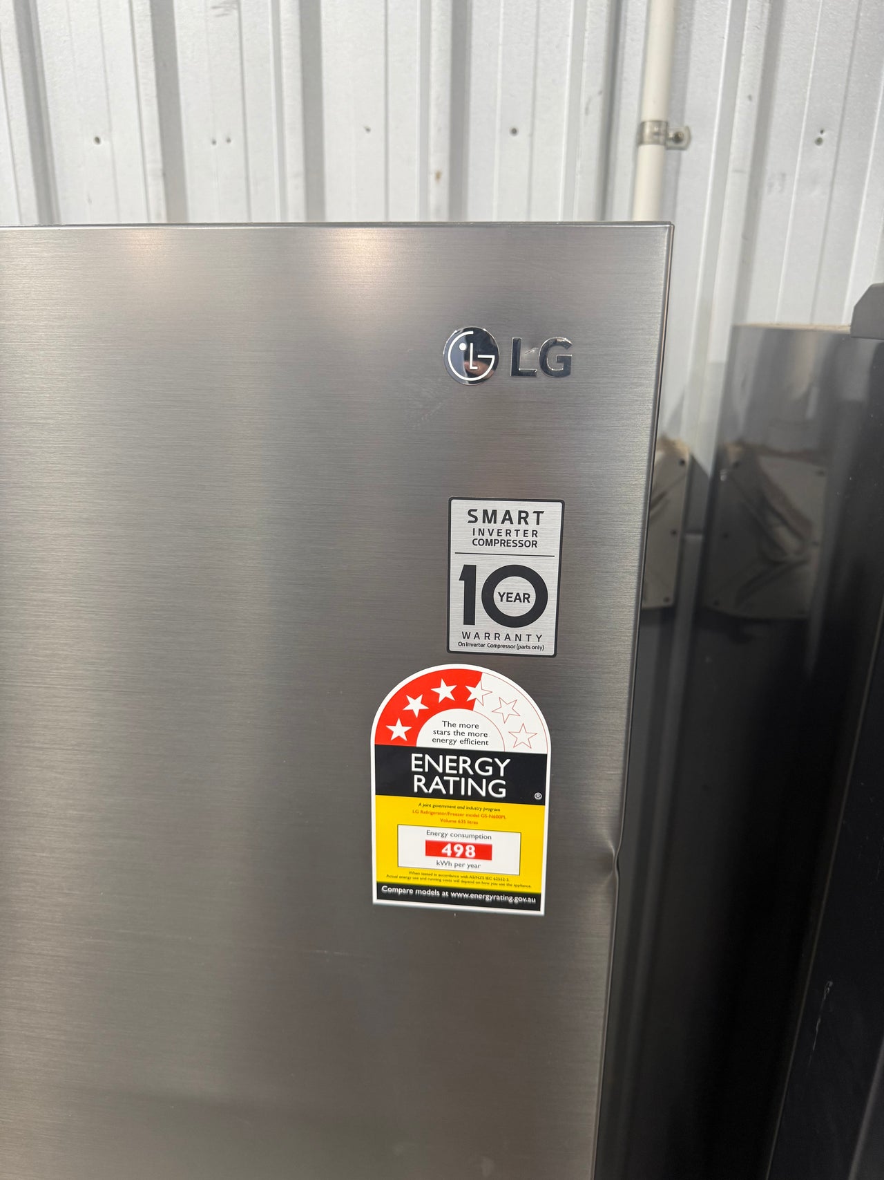 Factory second LG GS-N600PL 635 L Side-by-Side Refrigerator – Non-Plumbed Ice & Water, Stainless Steel Finish