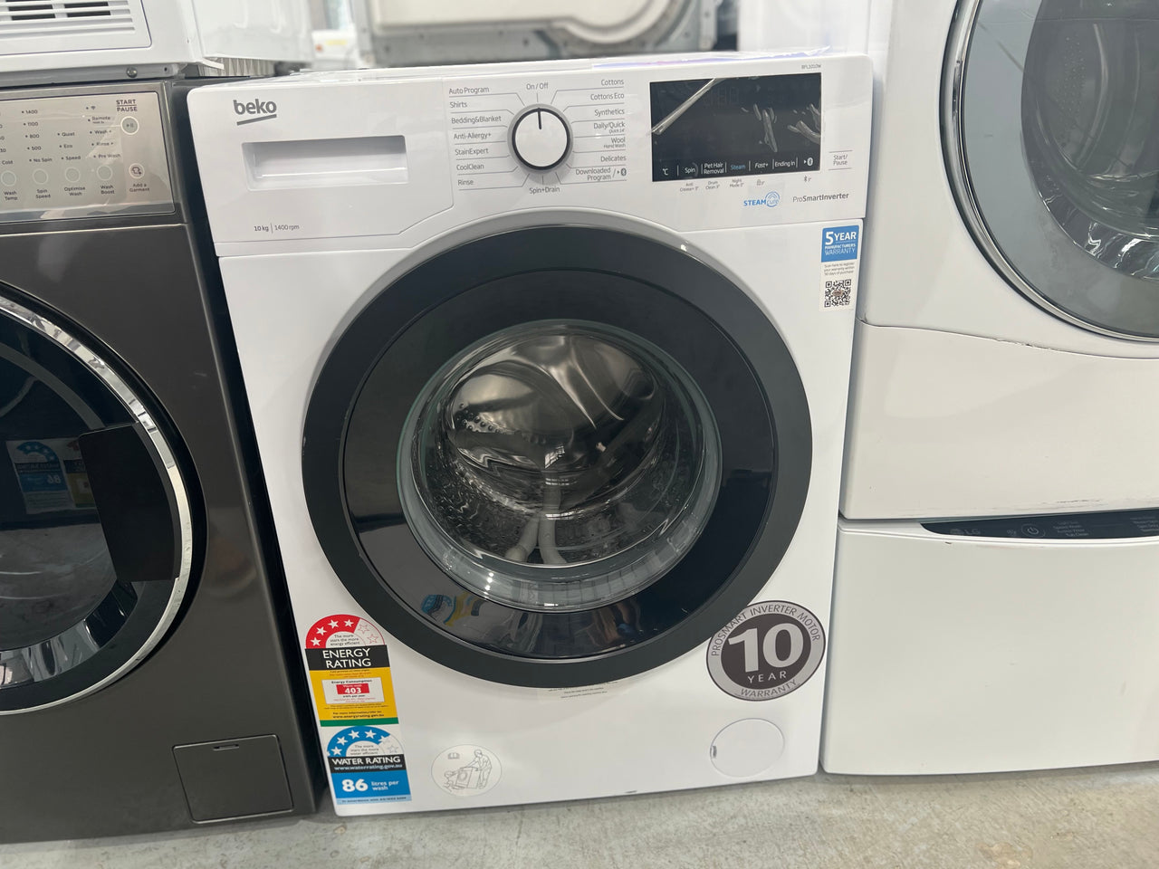 Second hand Beko 10kg Front Load Washer Model: BFL1010W - Second Hand Appliances Geebung