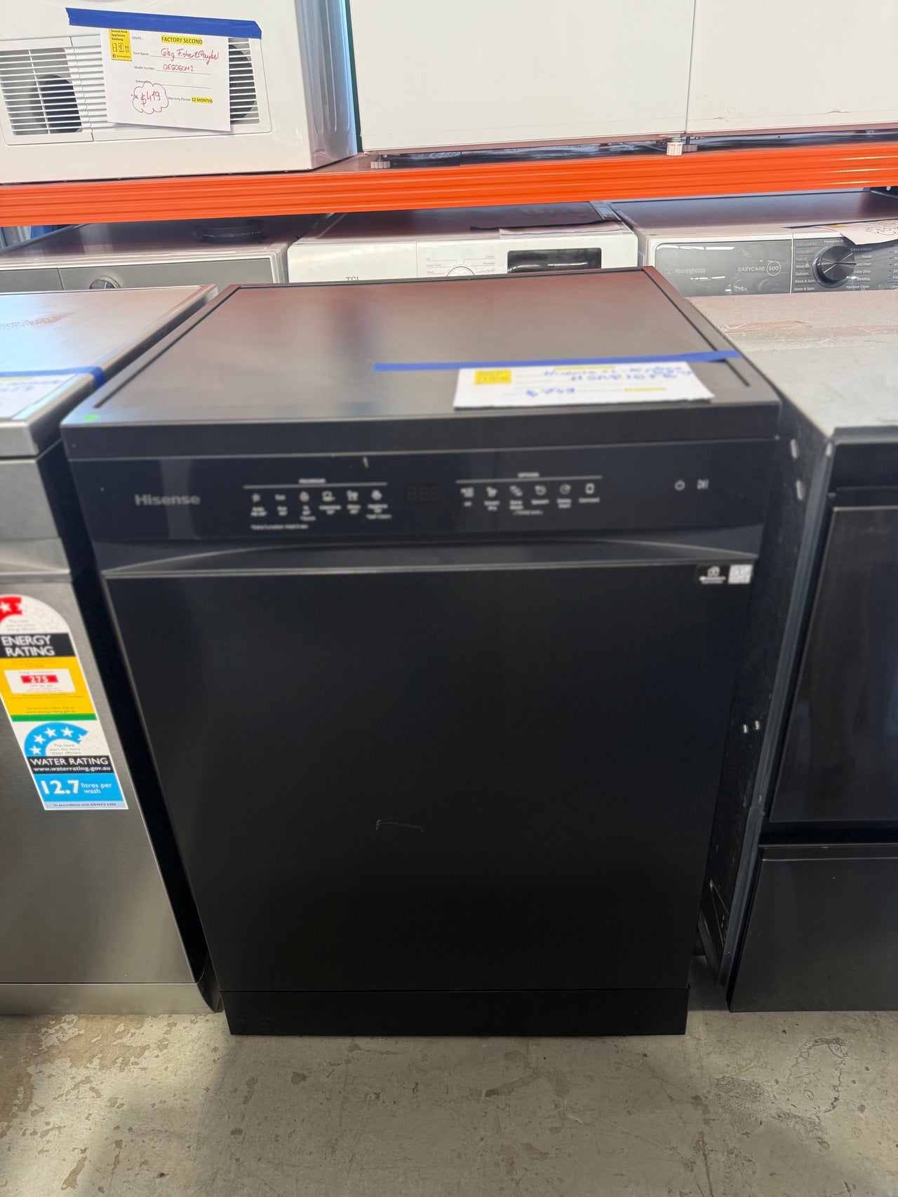 Factory second Hisense HSAP16FB 16-Place Freestanding Dishwasher – Black Steel