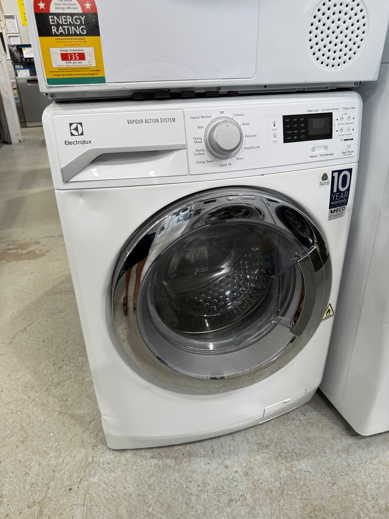 Second hand ELECTROLUX EWW12753 7.5KG / 4KG Washer Dryer Combo - Second Hand Appliances Geebung