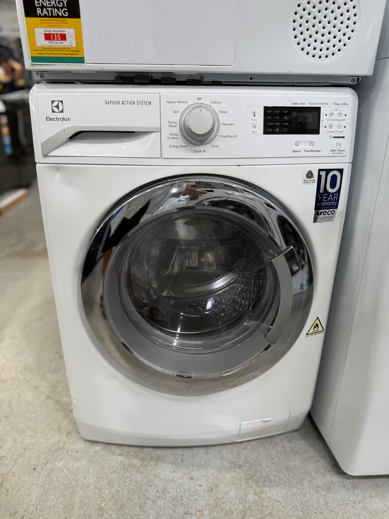 Second hand ELECTROLUX EWW12753 7.5KG / 4KG Washer Dryer Combo - Second Hand Appliances Geebung