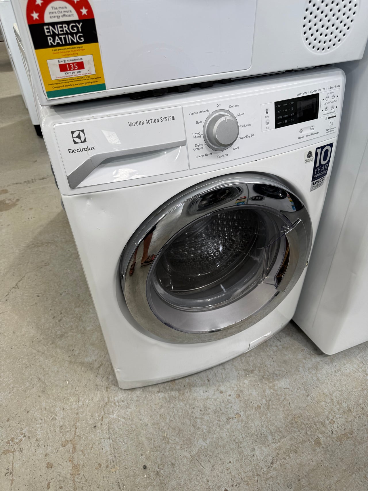 Second hand ELECTROLUX EWW12753 7.5KG / 4KG Washer Dryer Combo - Second Hand Appliances Geebung