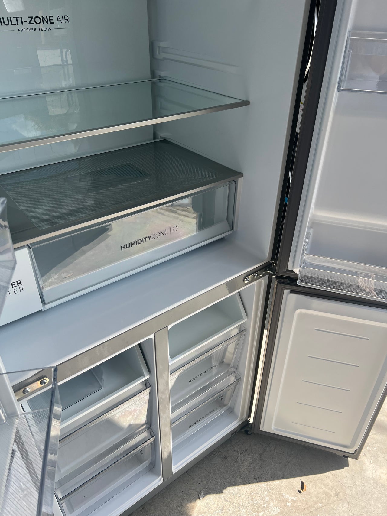 Factory second Haier 508L Quad Door Fridge with Ice Plumbed-in Water Dispenser - Stainless Steel Model: HRF580YPS - Second Hand Appliances Geebung