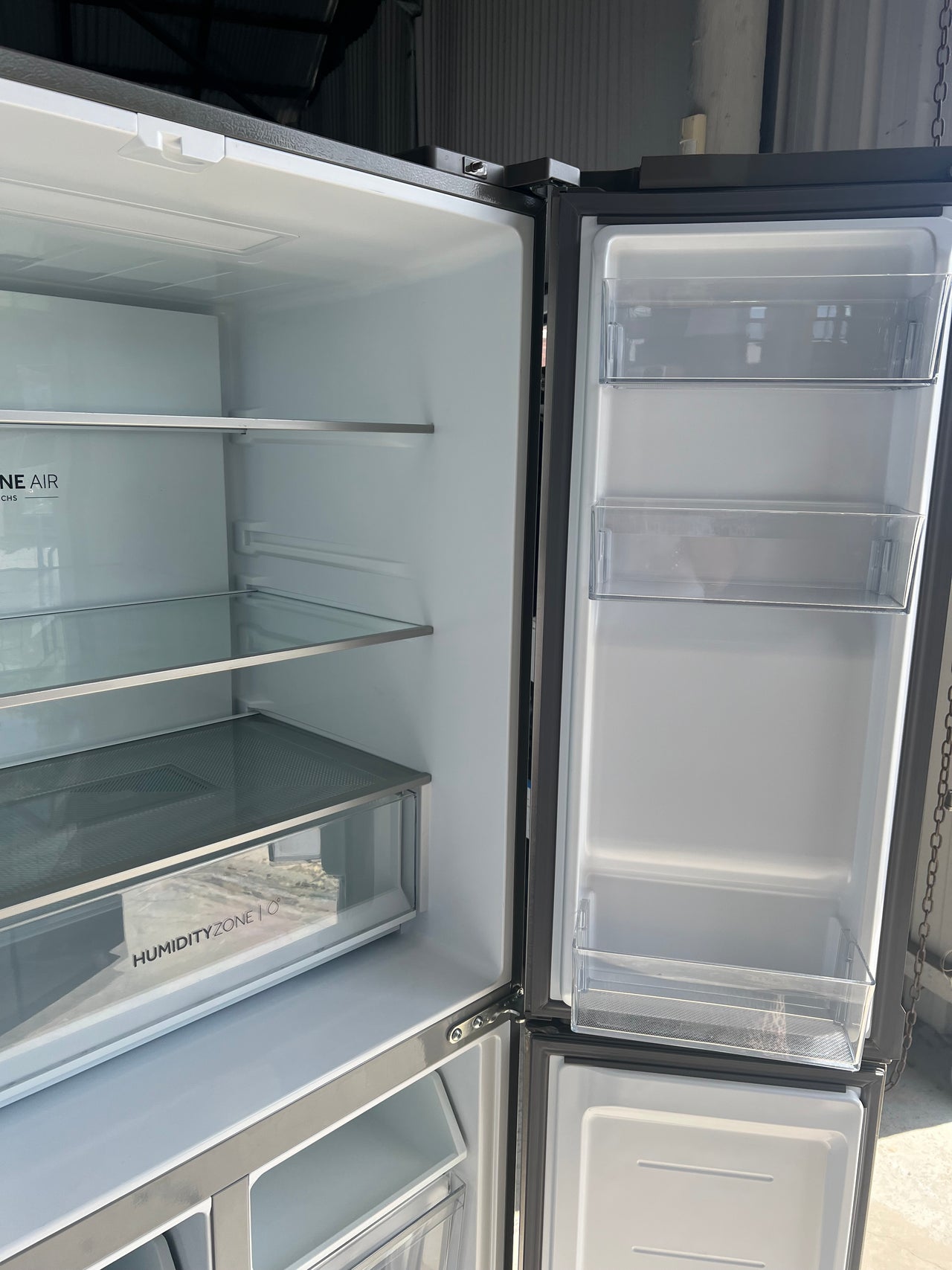 Factory second Haier 508L Quad Door Fridge with Ice Plumbed-in Water Dispenser - Stainless Steel Model: HRF580YPS - Second Hand Appliances Geebung