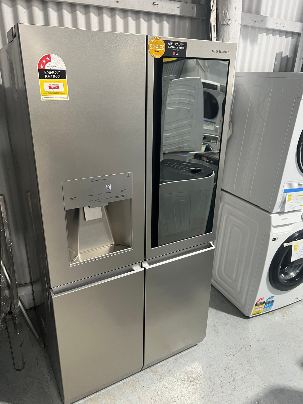 Transportation damaged LG Signature 700L French Door Fridge With InstaView Door-in-Door SG-5I700TSL - Second Hand Appliances Geebung