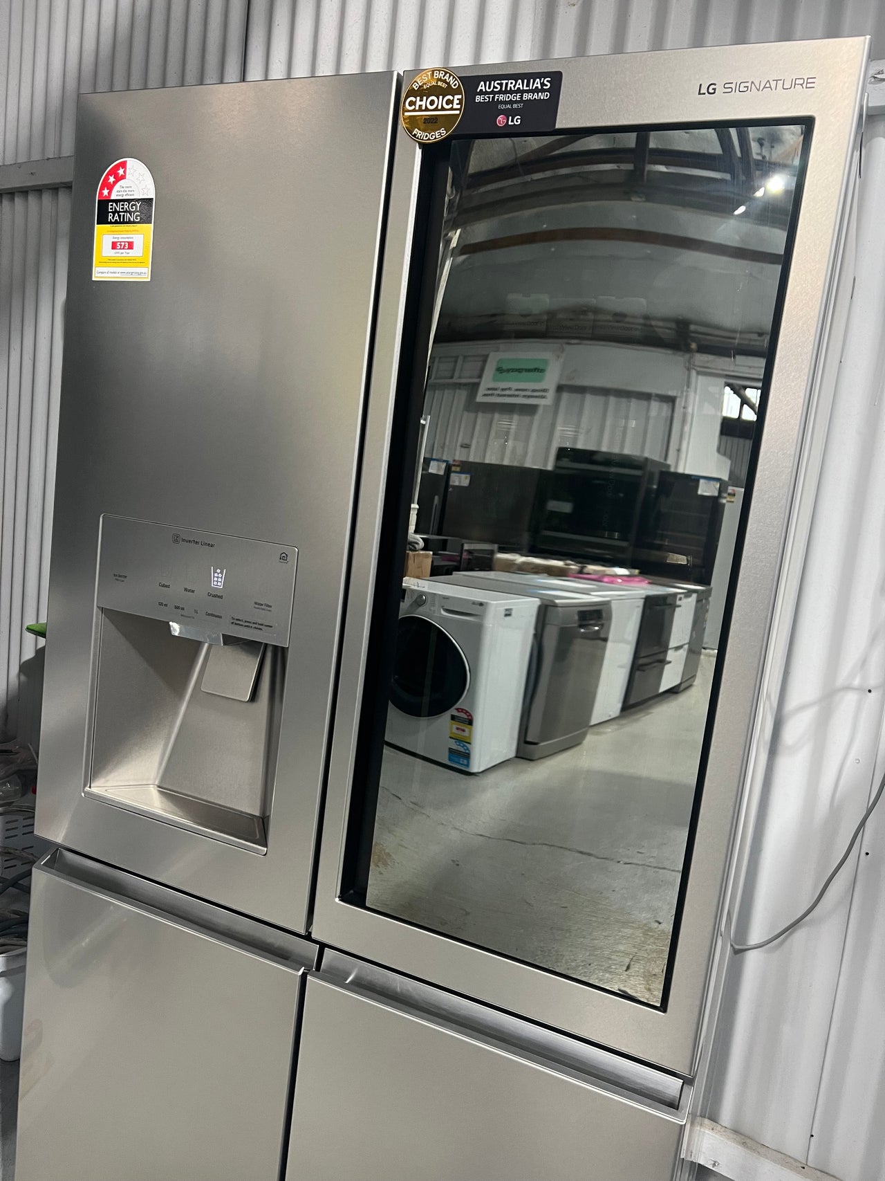 Transportation damaged LG Signature 700L French Door Fridge With InstaView Door-in-Door SG-5I700TSL - Second Hand Appliances Geebung