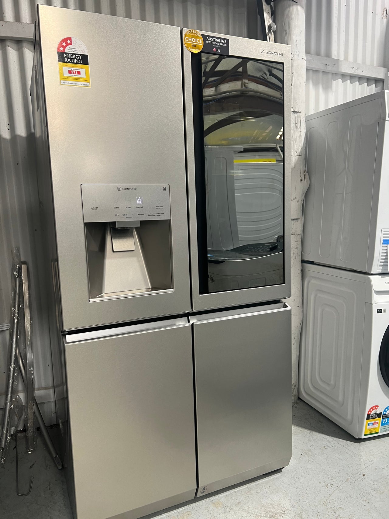 Transportation damaged LG Signature 700L French Door Fridge With InstaView Door-in-Door SG-5I700TSL - Second Hand Appliances Geebung