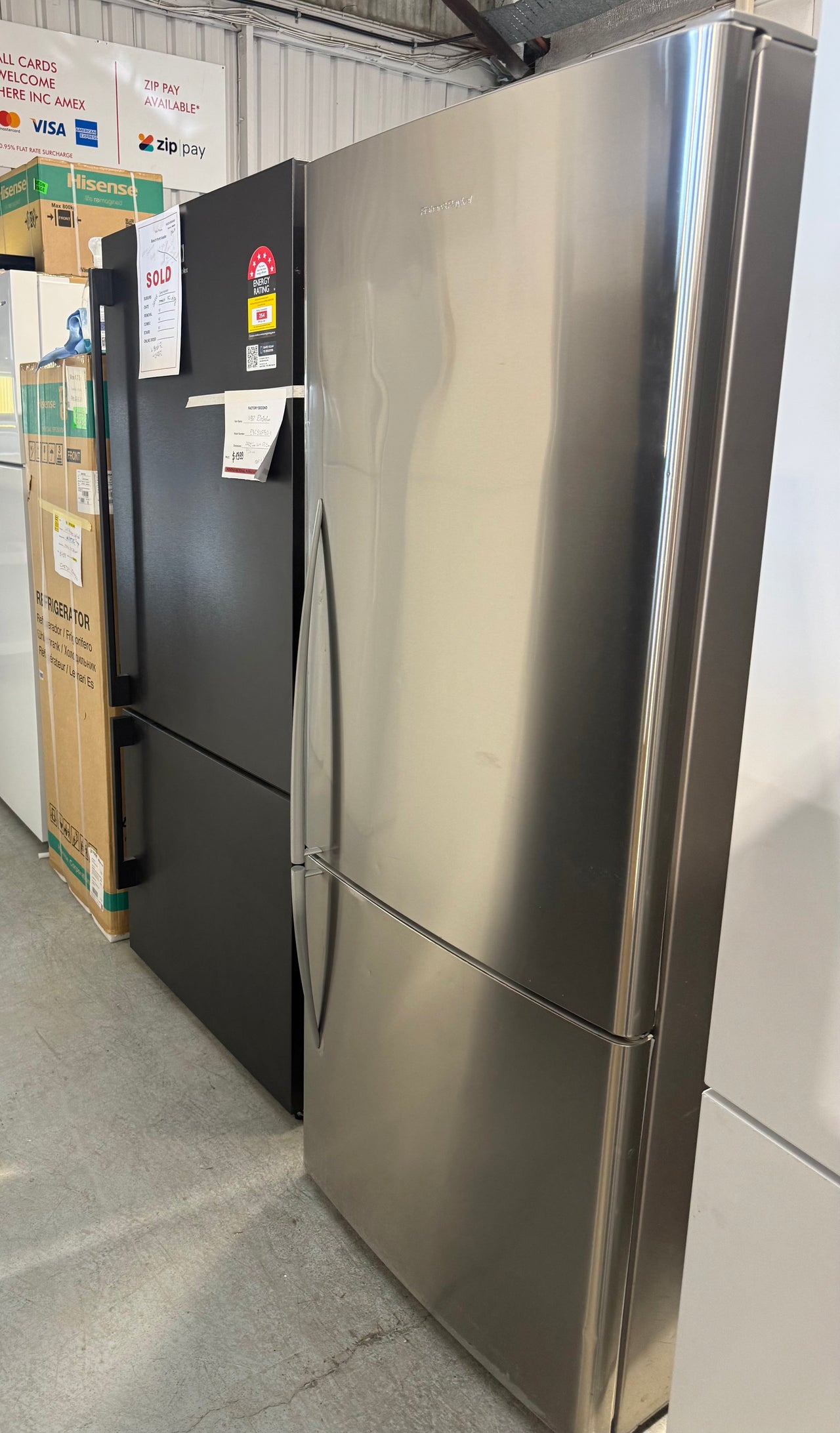 Second hand Fisher & Paykel 442L ActiveSmart™ Bottom Mount Fridge – Stainless Steel (E442B)