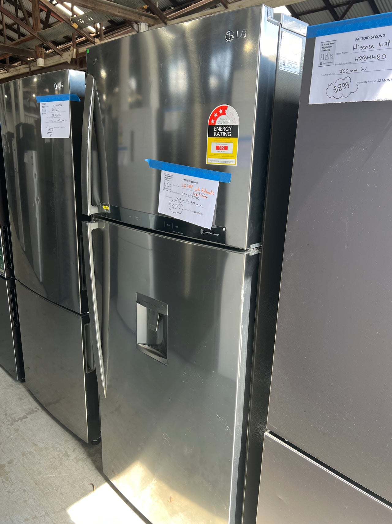 Factory second LG 471L Top Mount Fridge with Automatic Ice Maker Model: GT-L471PDC - Second Hand Appliances Geebung