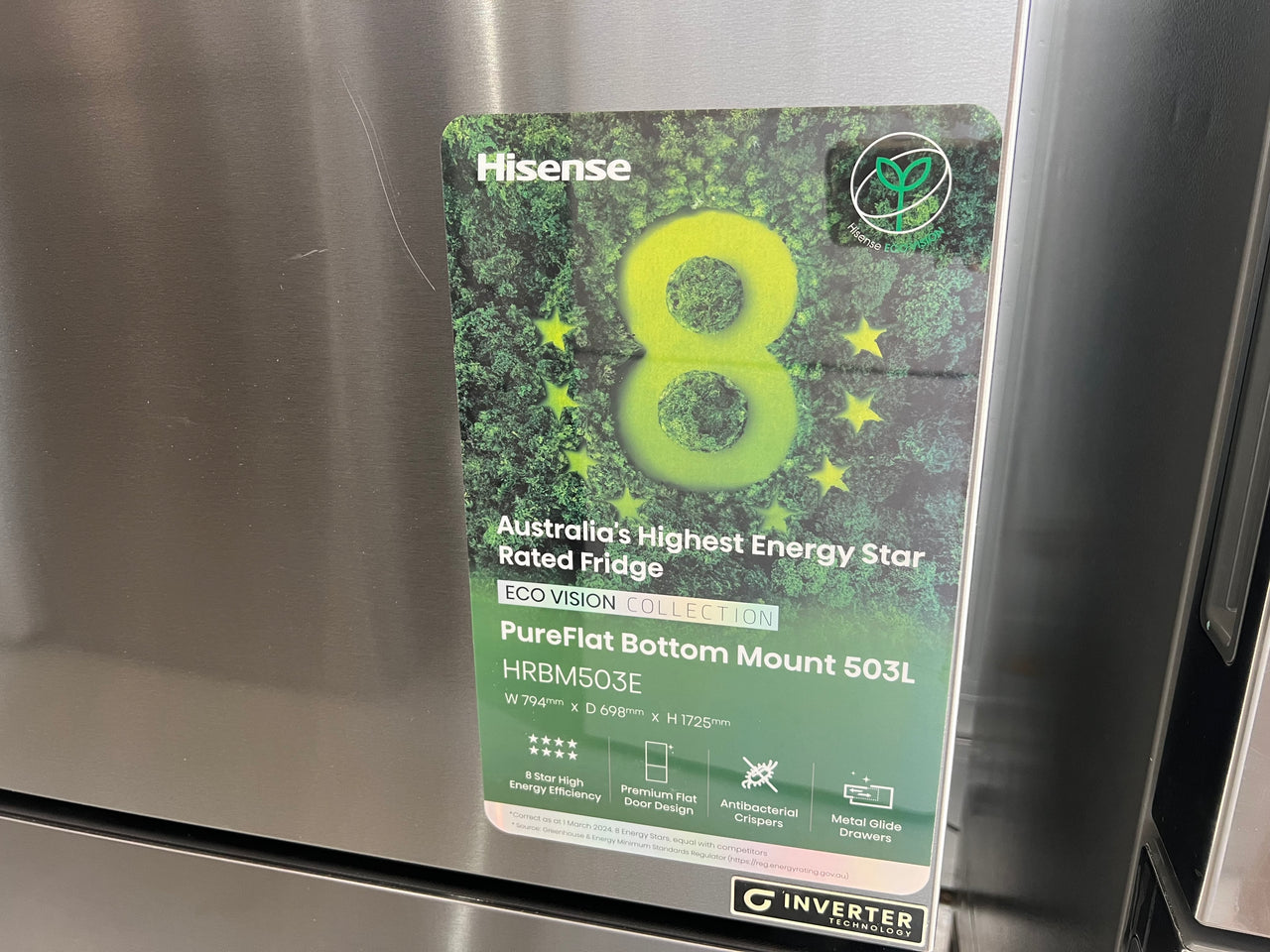 Factory second Hisense 503L Eco Vision Bottom Mount Fridge - Dark Stainless Steel HRBM503E - Second Hand Appliances Geebung