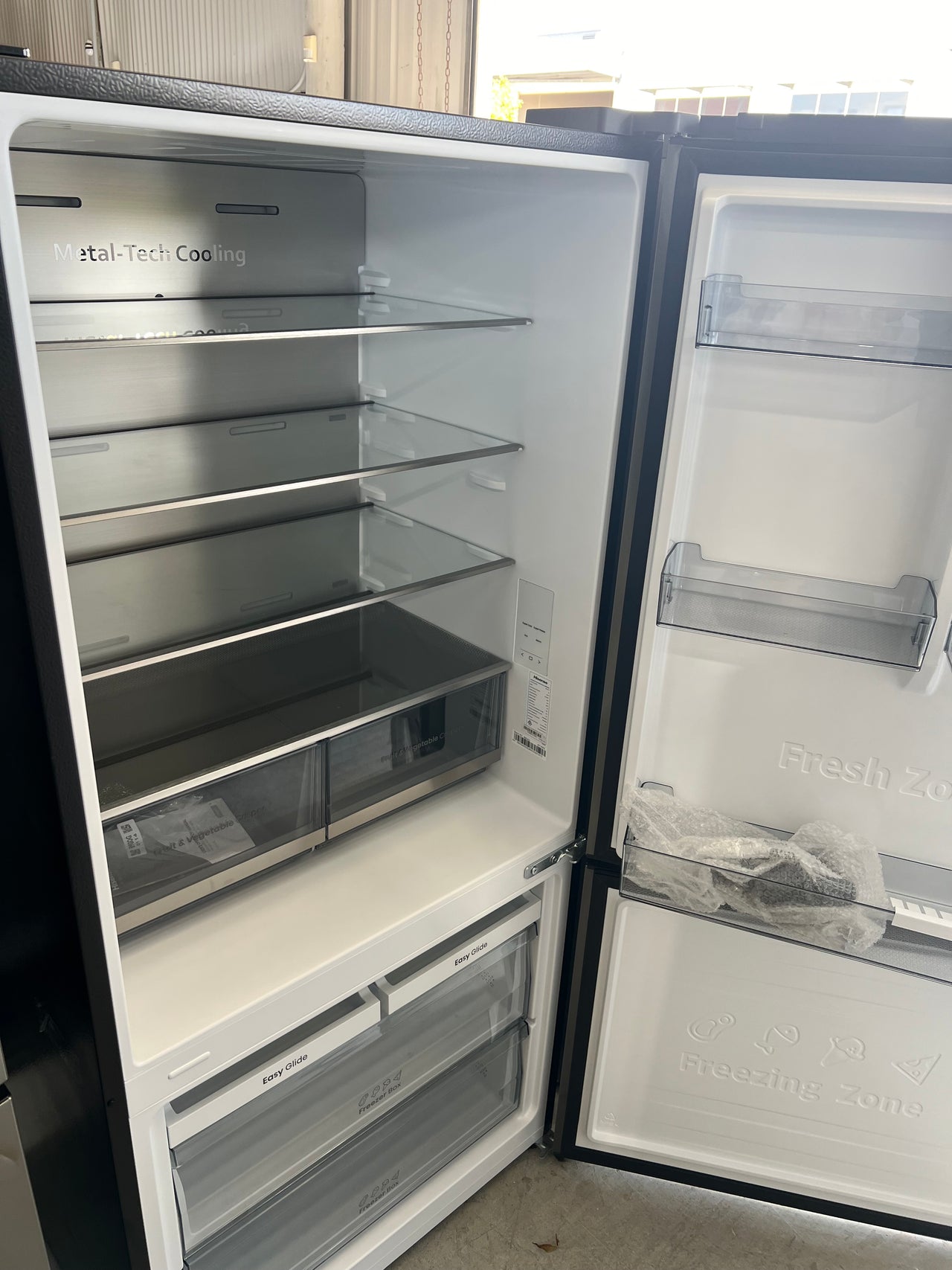 Factory second Hisense 503L Eco Vision Bottom Mount Fridge - Dark Stainless Steel HRBM503E - Second Hand Appliances Geebung