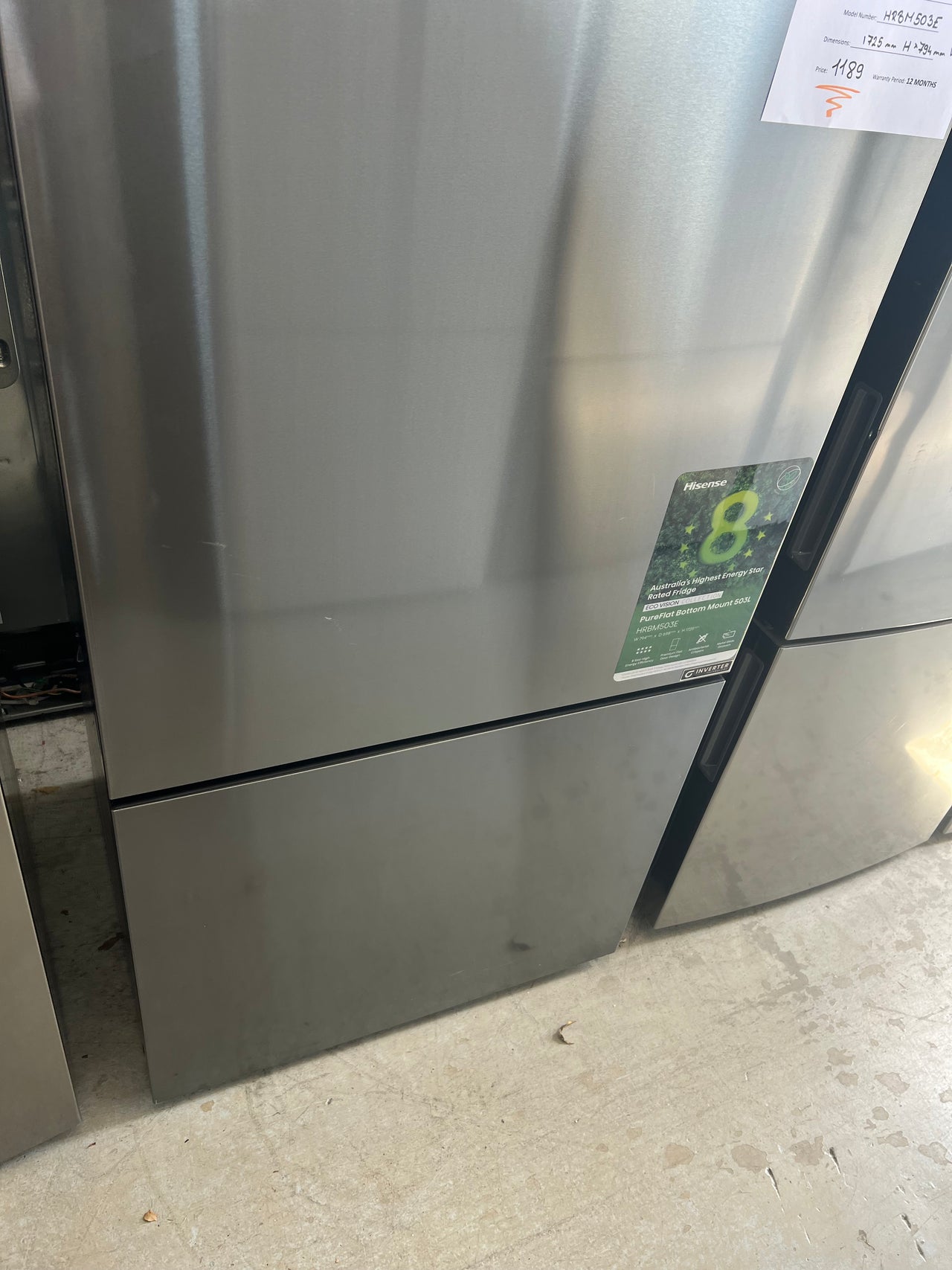 Factory second Hisense 503L Eco Vision Bottom Mount Fridge - Dark Stainless Steel HRBM503E - Second Hand Appliances Geebung