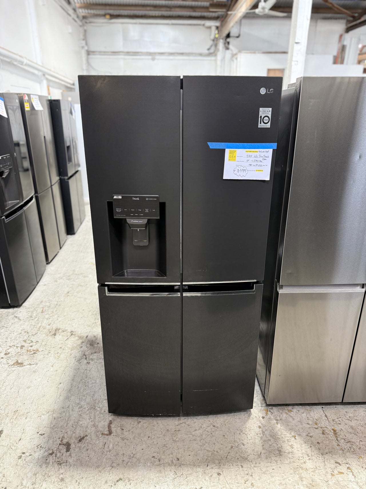 Factory second LG 506L Slim French Door Fridge GF-L570MBL