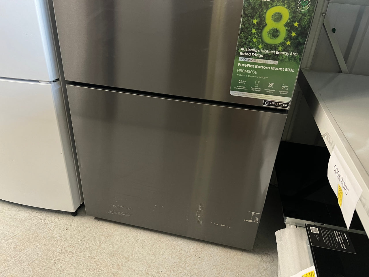 Factory second Hisense 503L Eco Vision Bottom Mount Fridge - Dark Stainless Steel HRBM503E - Second Hand Appliances Geebung