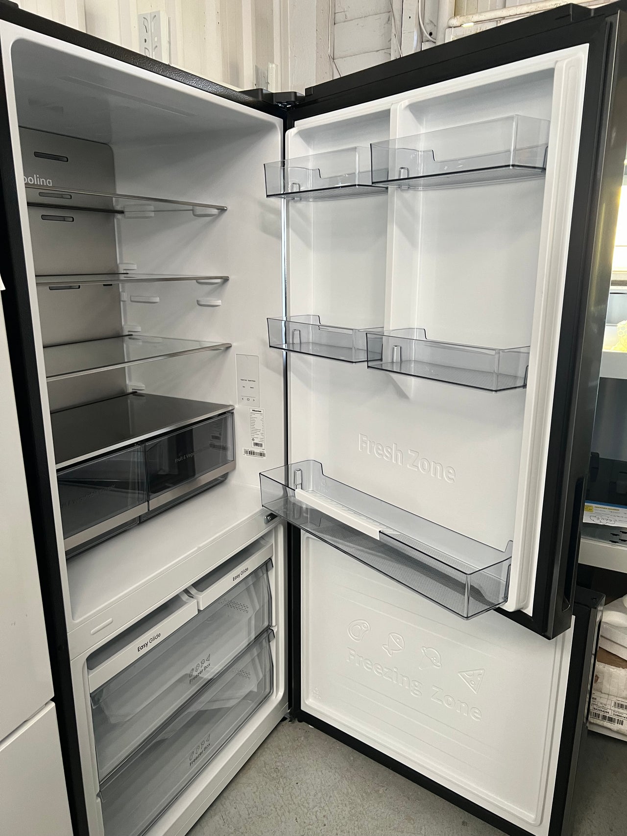 Factory second Hisense 503L Eco Vision Bottom Mount Fridge - Dark Stainless Steel HRBM503E - Second Hand Appliances Geebung