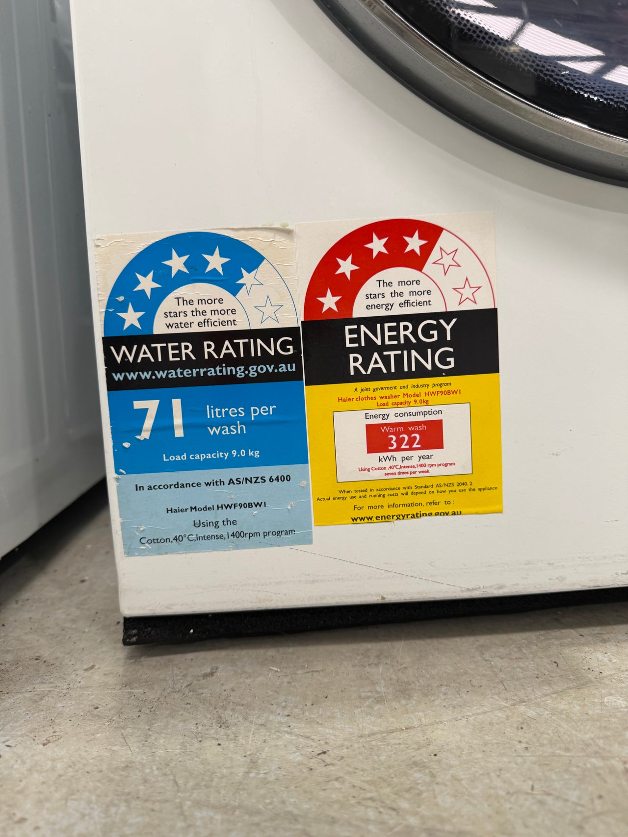 Second hand Haier HWF90BW1 9kg front load washing machine