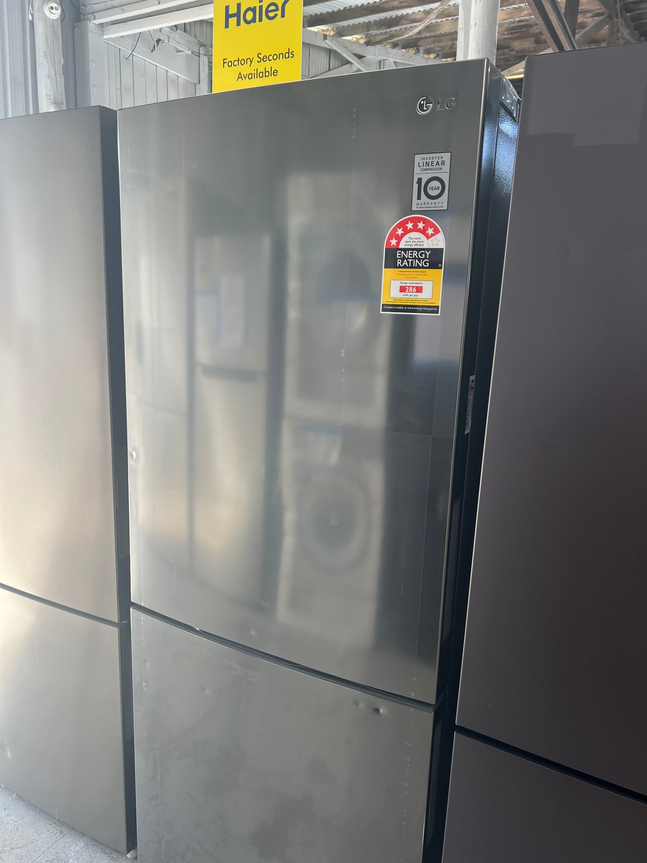 Transportation damaged LG 420L Bottom Mount Refrigerator Model:GB-455PL - Second Hand Appliances Geebung