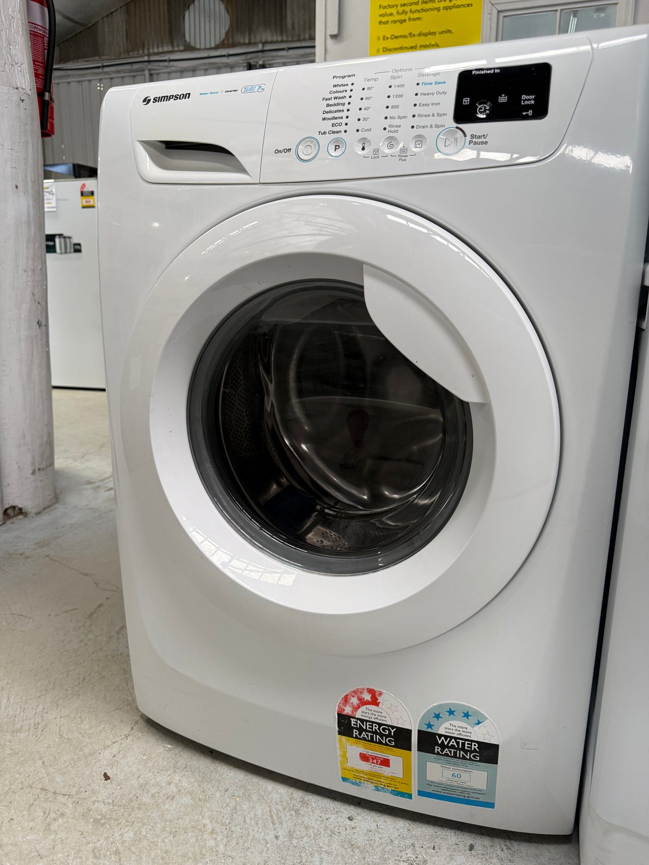 Second hand 7kg Simpson front loader washing machine SWF14743