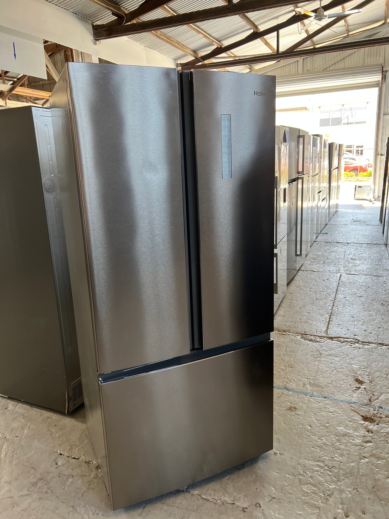 Factory second Haier 493L French Door Frost Free Fridge Stainless Steel HRF520FS/ 4.5 star energy - Second Hand Appliances Geebung