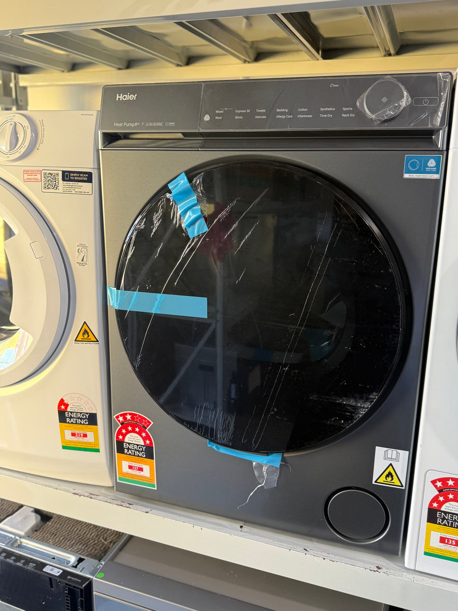 Factory Second Haier 500 Series Matching Laundry Set – 12kg Front Load Washer + 8kg Heat Pump Dryer – HWF12DB1 + HDHPS80NB1