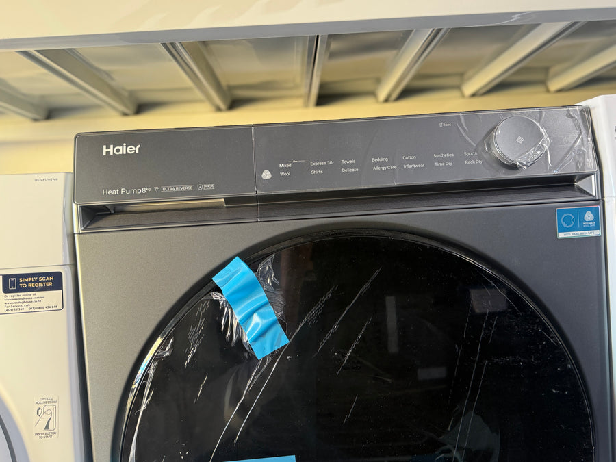 Factory Second Haier 500 Series Matching Laundry Set – 12kg Front Load Washer + 8kg Heat Pump Dryer – HWF12DB1 + HDHPS80NB1