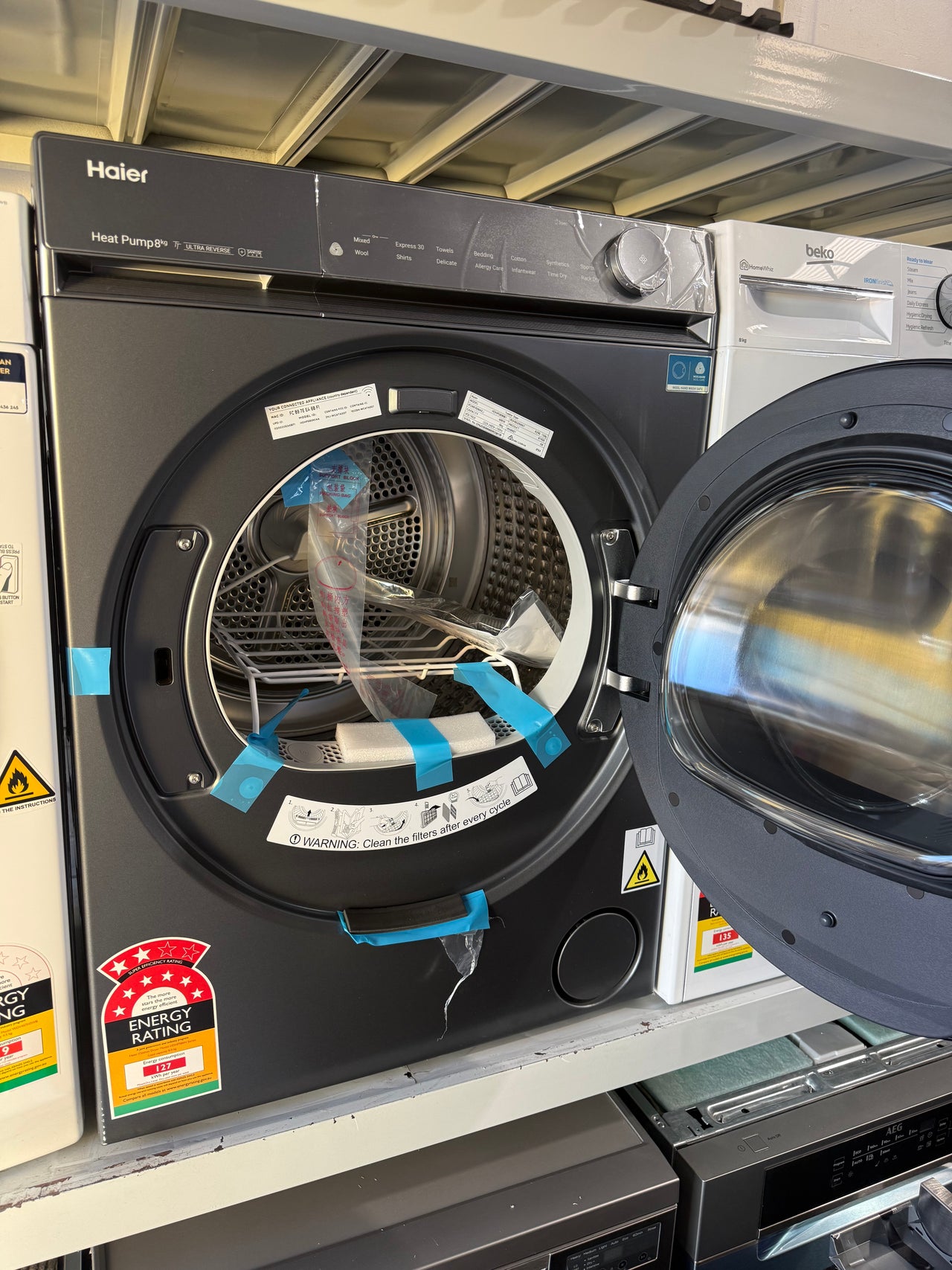 Factory Second Haier 500 Series Matching Laundry Set – 12kg Front Load Washer + 8kg Heat Pump Dryer – HWF12DB1 + HDHPS80NB1
