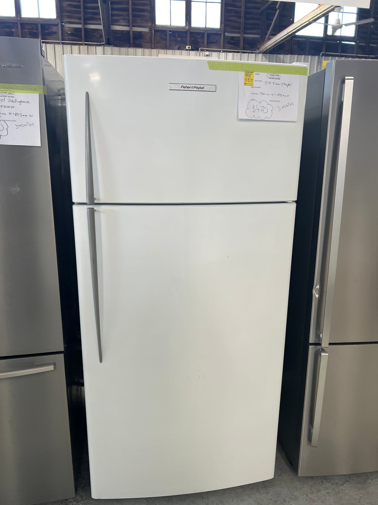 Second hand 517l Fisher&Paykel E521T top mounted refrigerator - Second Hand Appliances Geebung