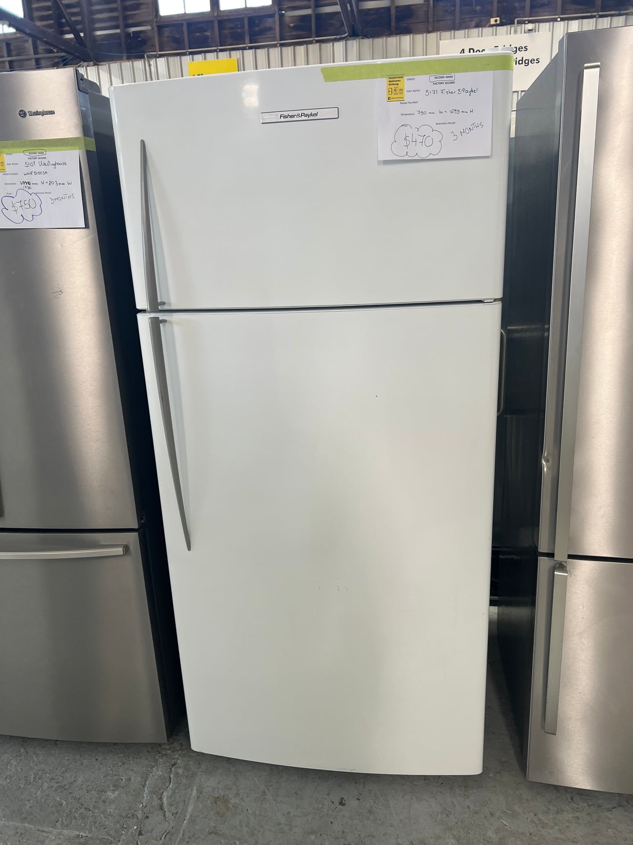 Second hand 517l Fisher&Paykel E521T top mounted refrigerator - Second Hand Appliances Geebung