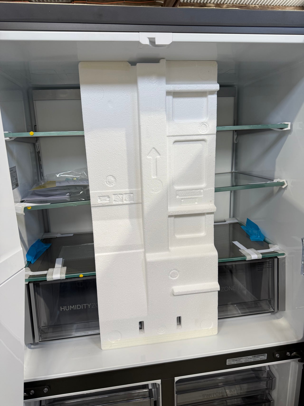 Factory second Haier 601L 600 Series Quad Door Refrigerator Freezer – Matte Black, Ice & Water  Model: HRF680YZC