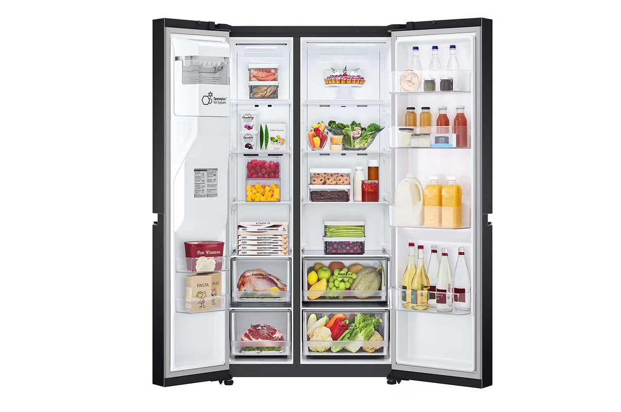 635L Side by Side Fridge in Matte Black Finish - Second Hand Appliances Geebung