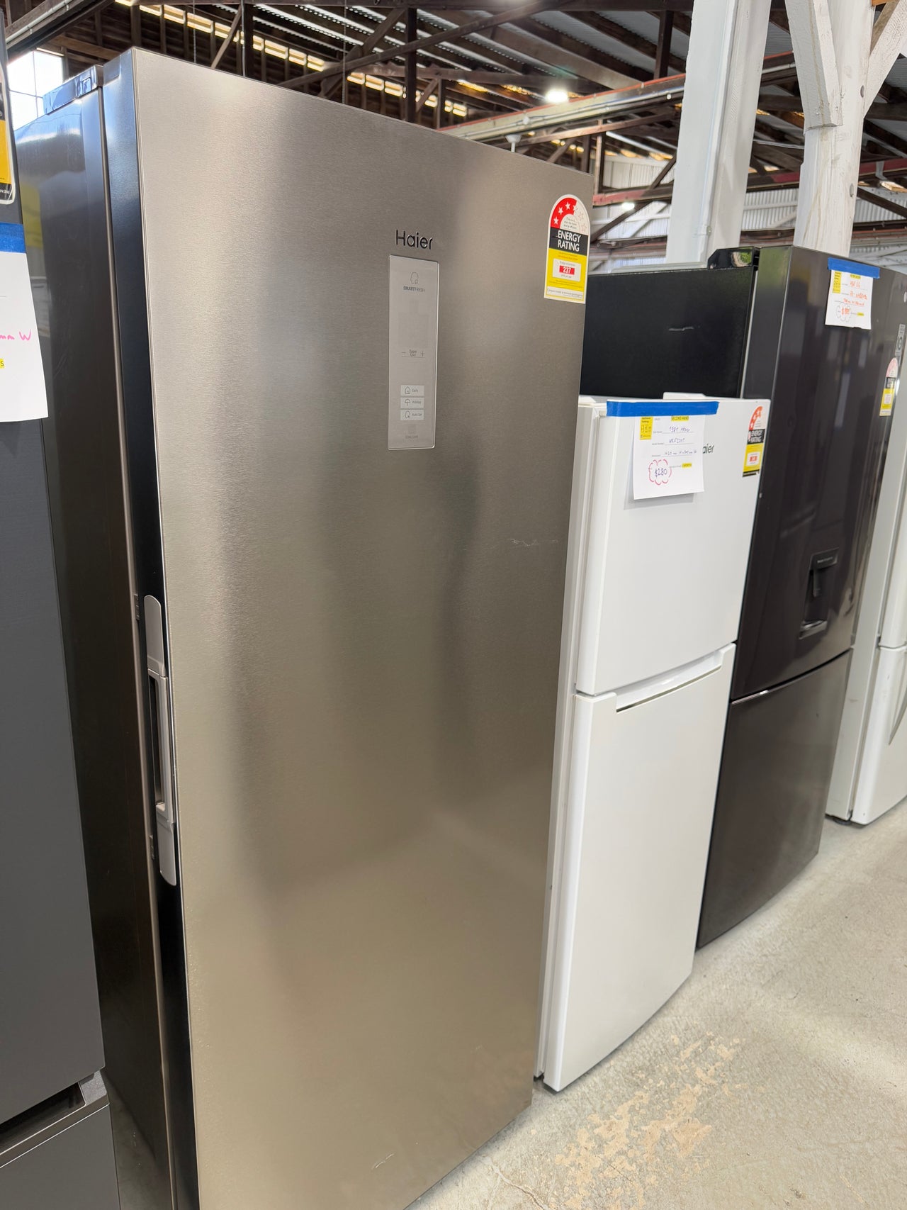 Factory second Haier 465L Vertical Fridge (Model: HRF505VS)  Finish: Stainless Steel - Second Hand Appliances Geebung