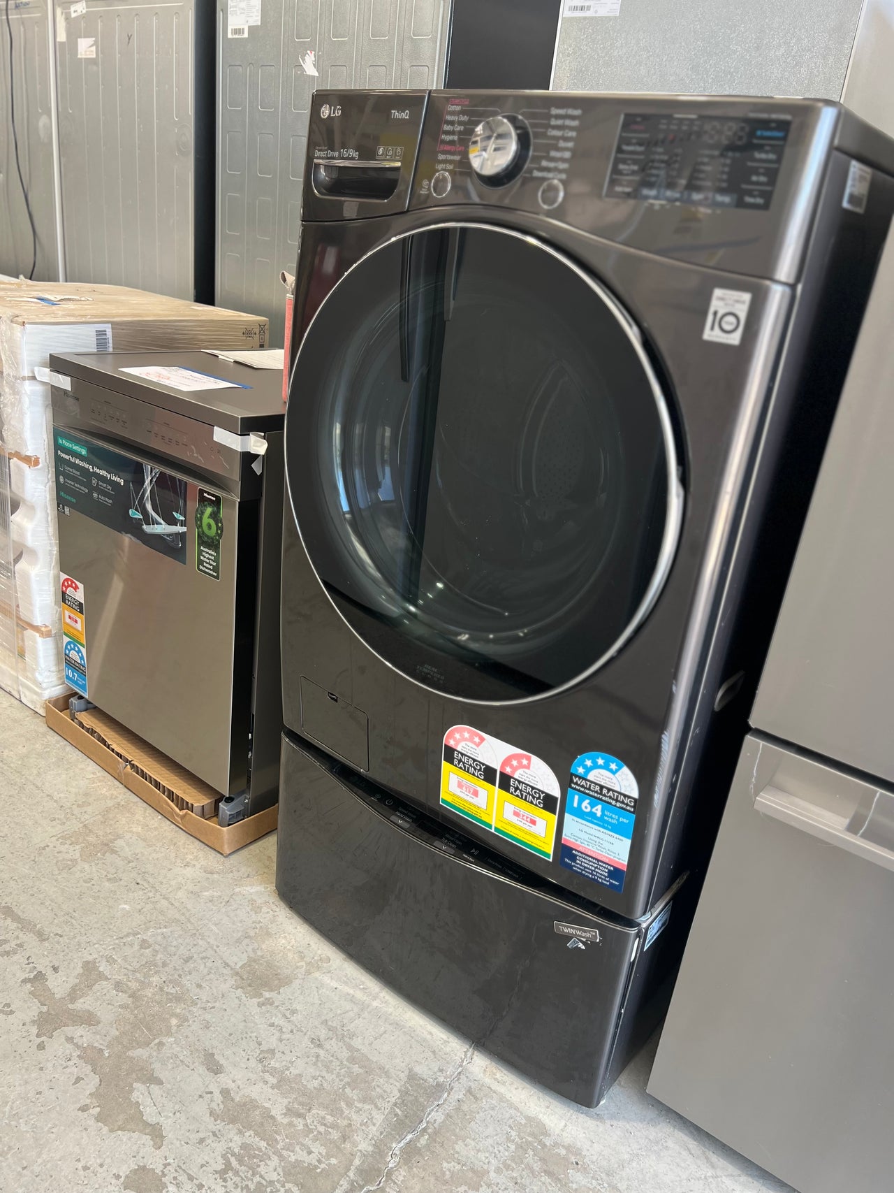 Second hand LG 16kg-9kg Combo Washer Dryer WXLC-1116B with LG 3.5kg TWIN Wash® Washing Machine WTP357B - Second Hand Appliances Geebung