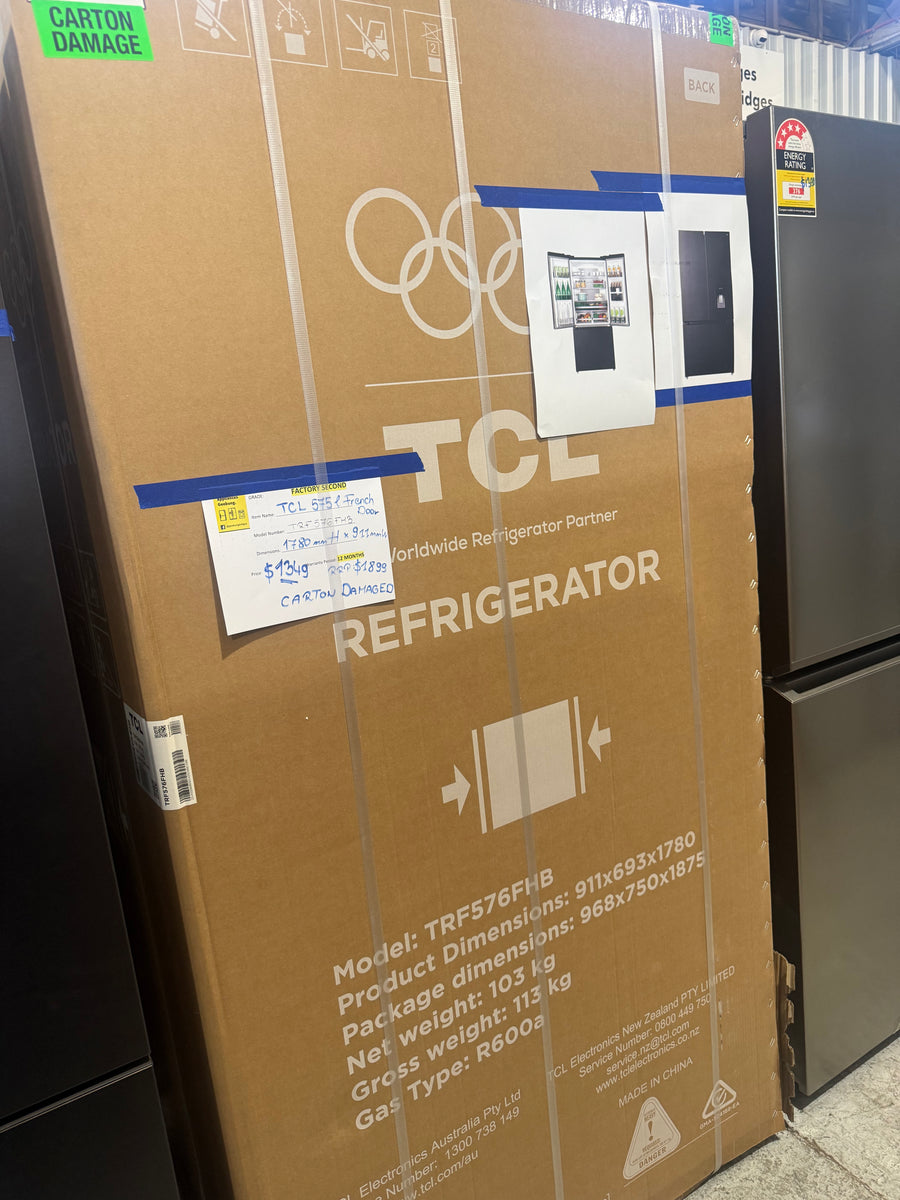 Factory second TCL 575L French Door Fridge – Matte Black – TRF576FHB
