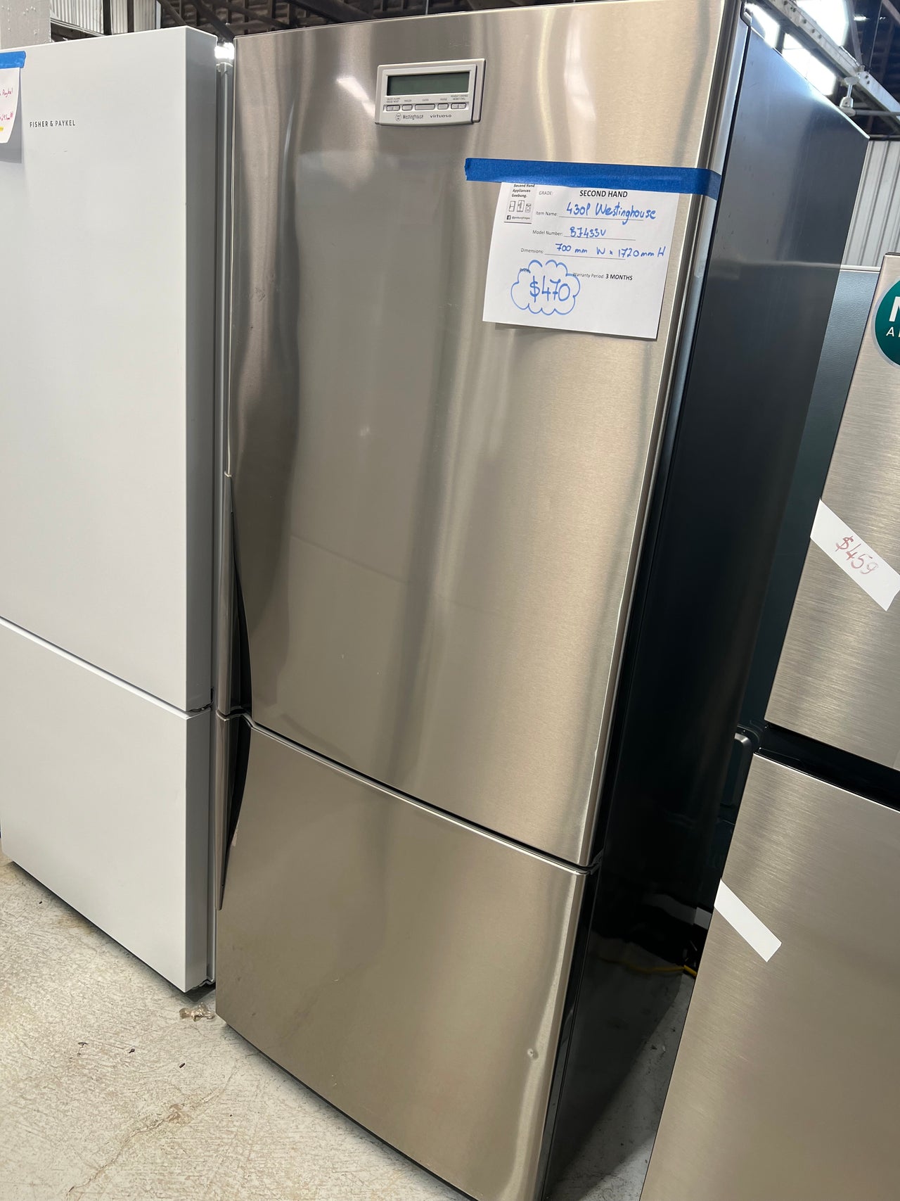 Second hand 430L Westinghouse bottom mounted fridge BJ433V - Second Hand Appliances Geebung