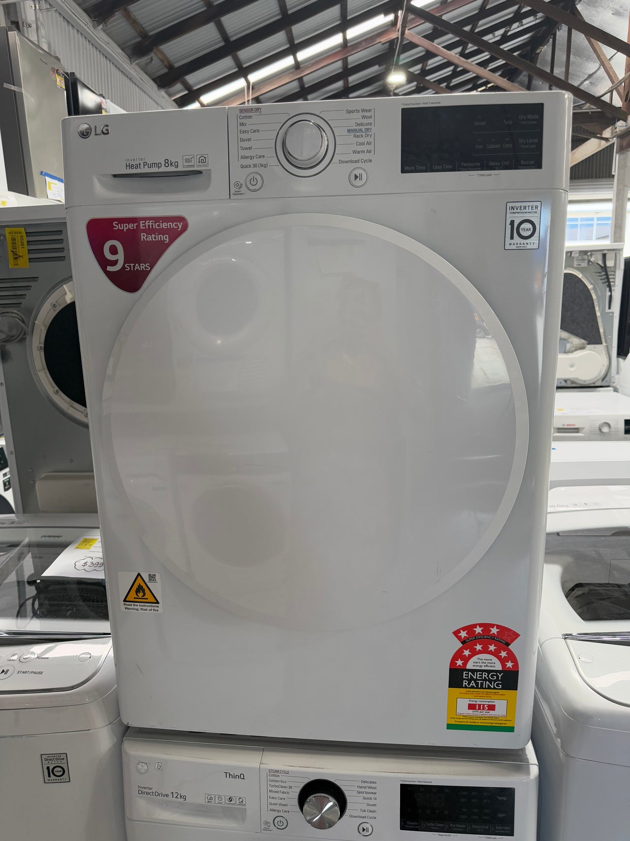 Factory second LG DVH4-08W 8kg heat pump dryer