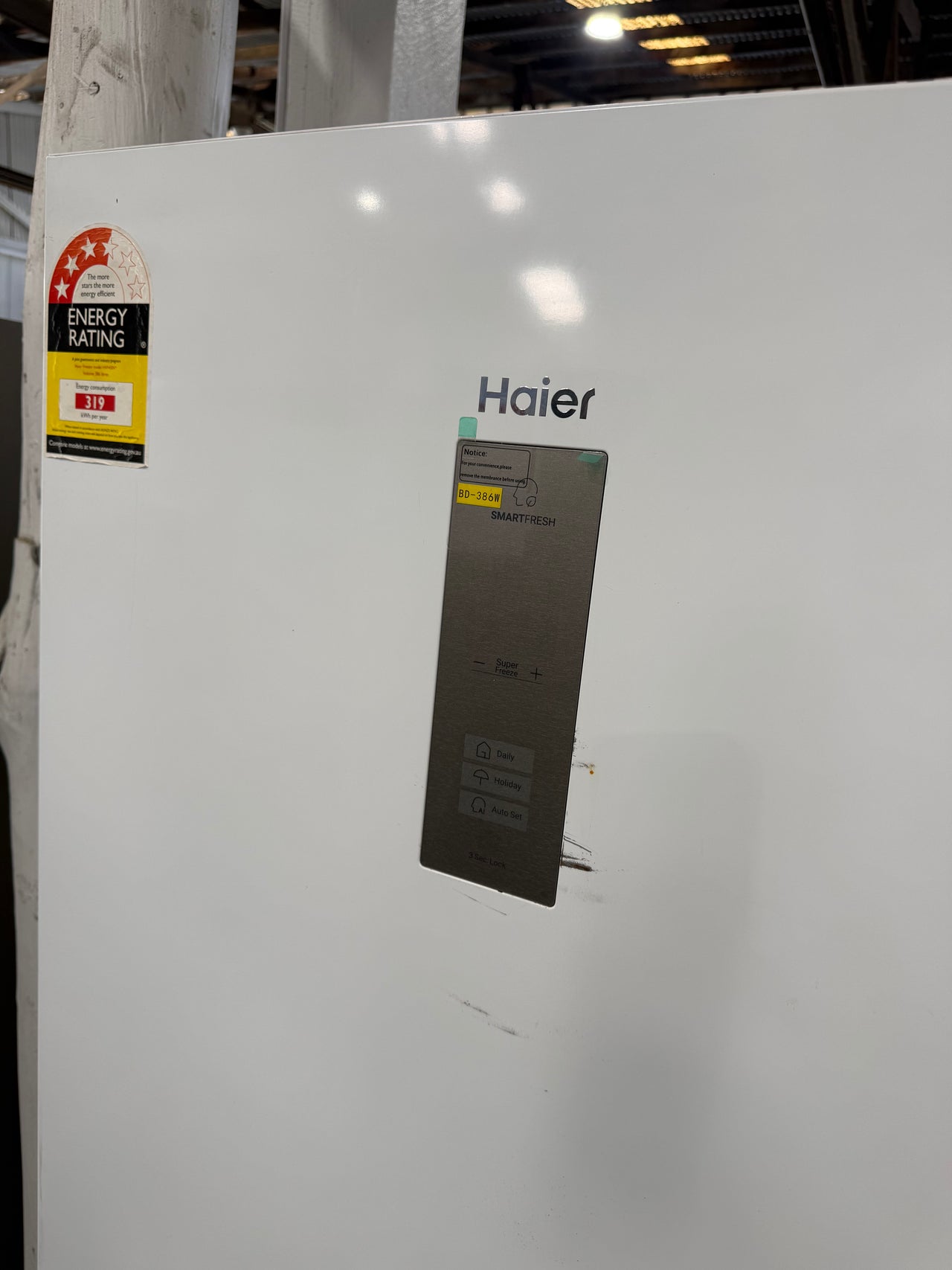 Factory Second Haier 386L Vertical Frost Free Freezer White HVF430VW