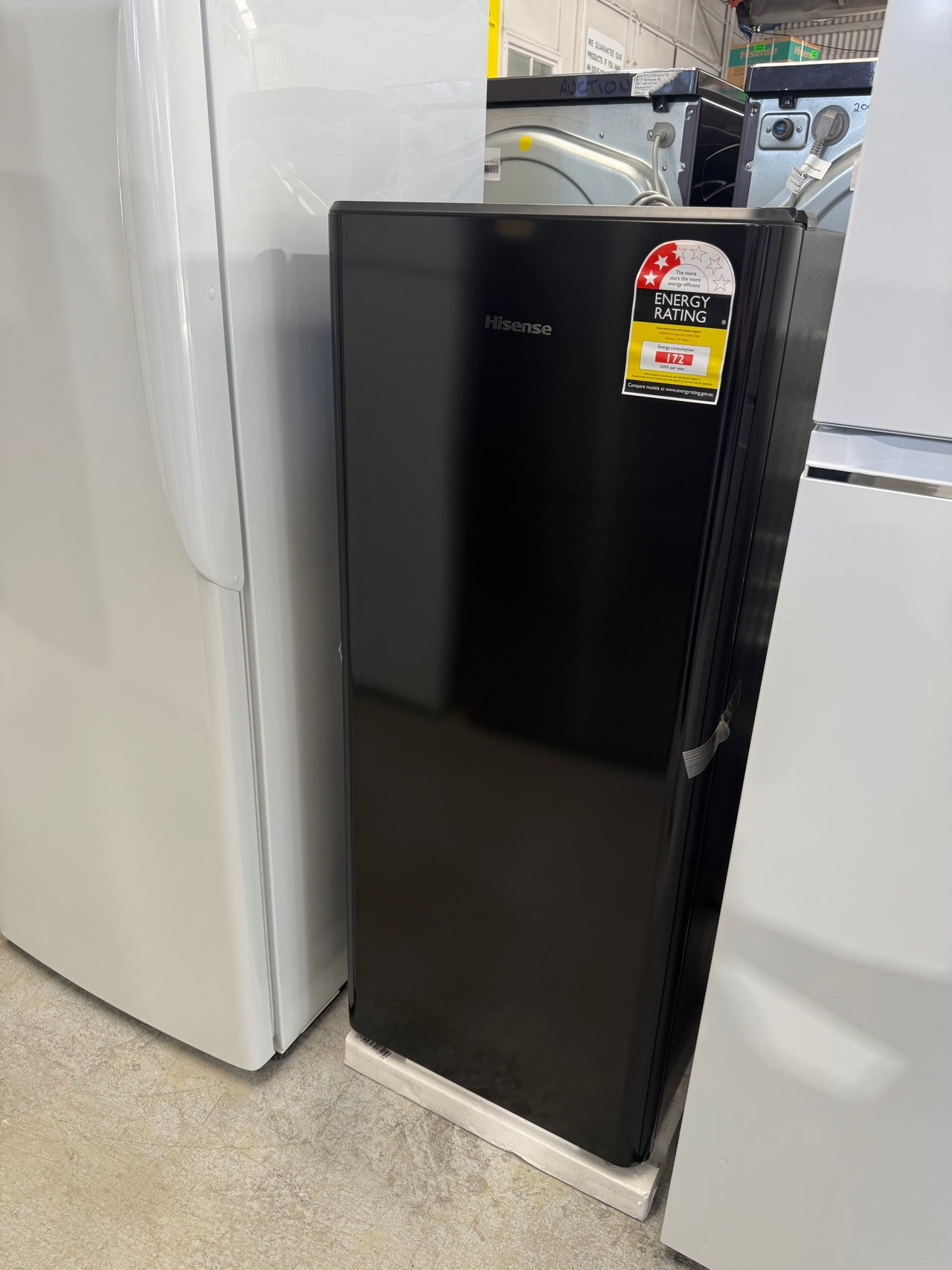 Transportation damaged Hisense 179 L Black Upright Fridge – Model HRBF179B