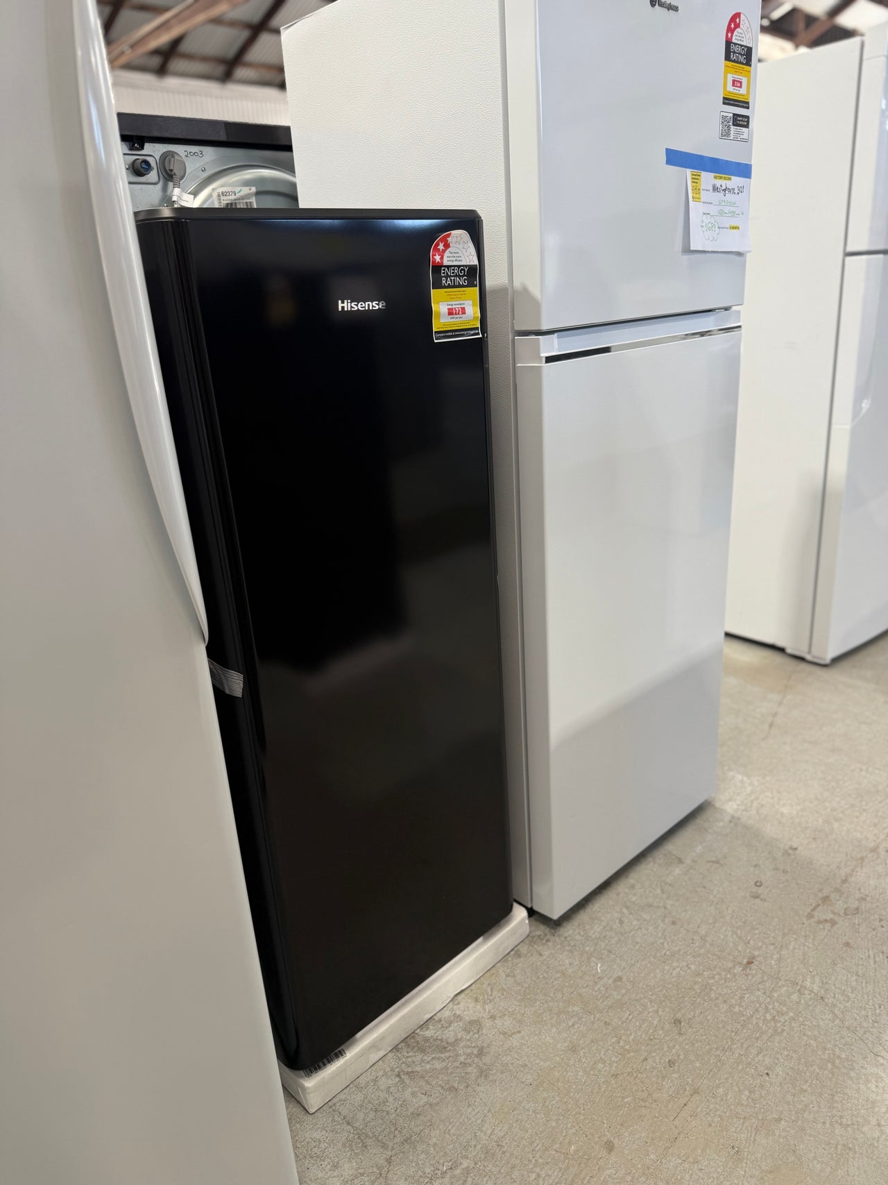 Transportation damaged Hisense 179 L Black Upright Fridge – Model HRBF179B