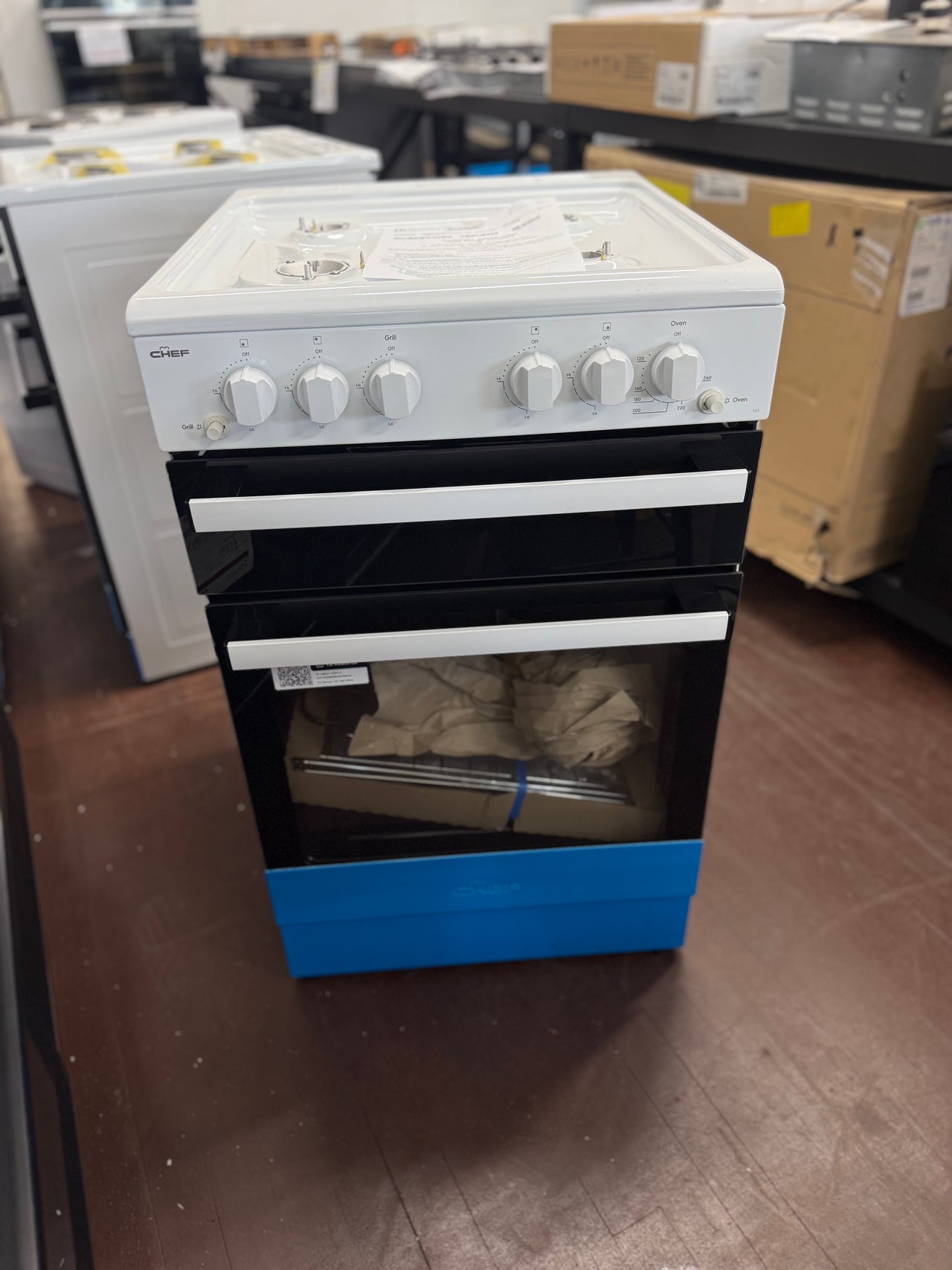 Factory second Chef 54cm Gas Freestanding Cooker CFG503WCH(NAT)