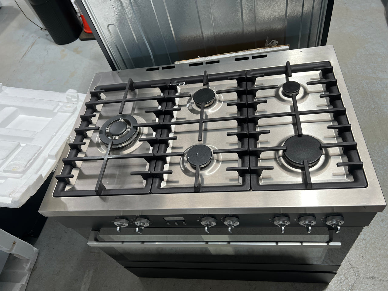 Factory second Omega 90cm Dual Fuel Upright Cooker OF910FX - Second Hand Appliances Geebung