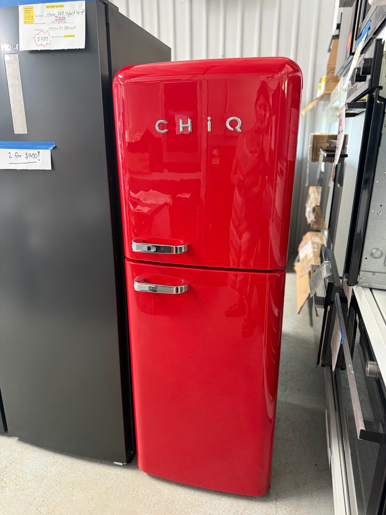 Factory second CHiQ CRTM212R is a 216-litre Retro Top Mount Fridge - Second Hand Appliances Geebung