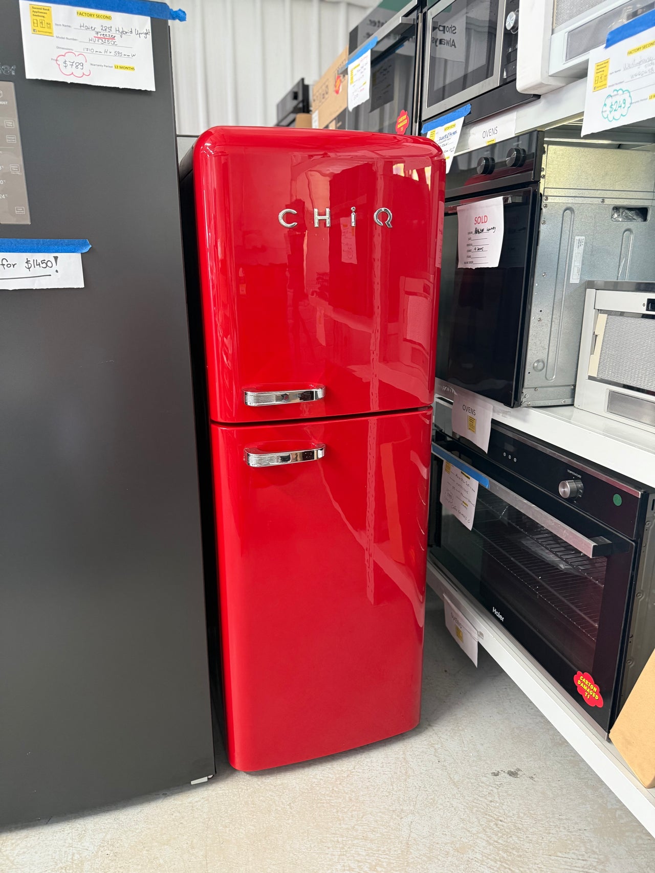 Factory second CHiQ CRTM212R is a 216-litre Retro Top Mount Fridge - Second Hand Appliances Geebung