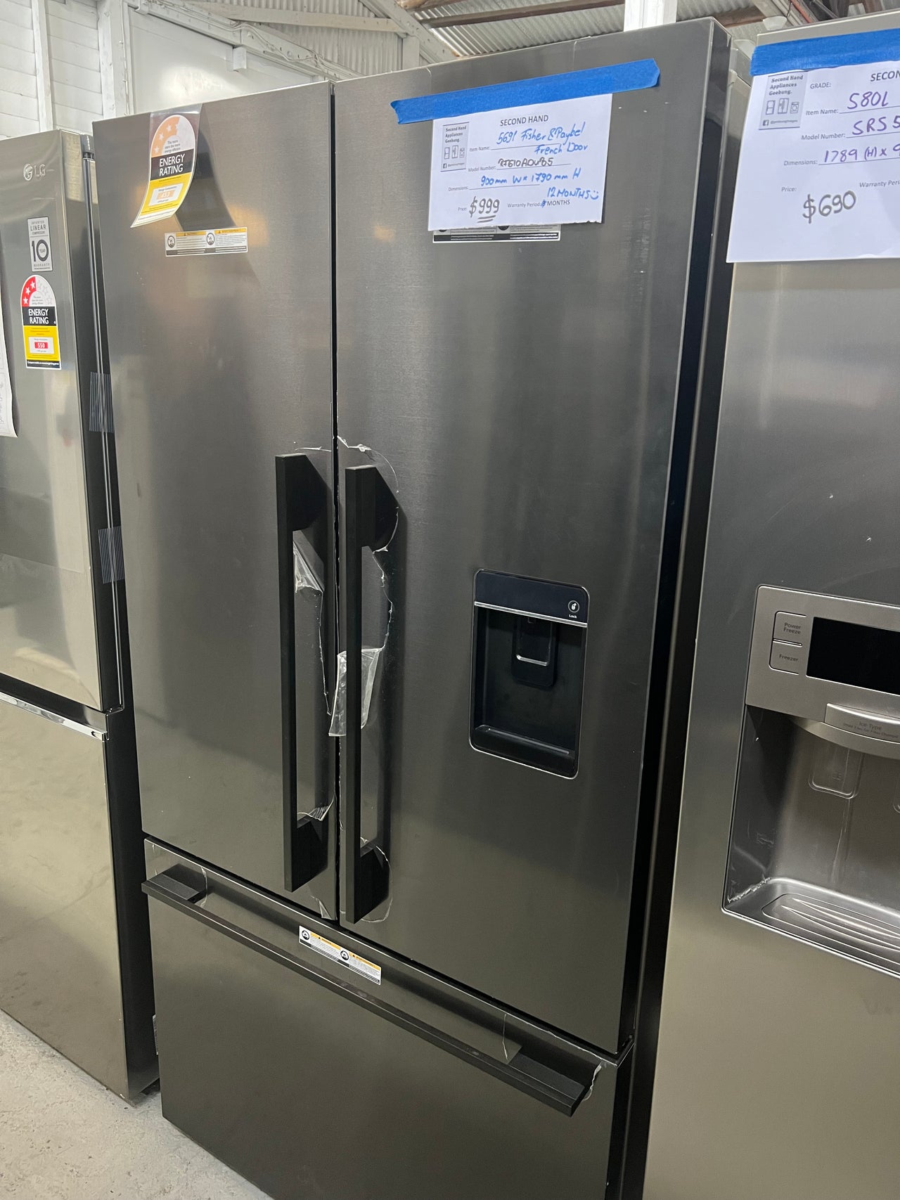 Second hand Fisher & Paykel 569L French Door Fridge Model: RF610ADUB5 - Second Hand Appliances Geebung