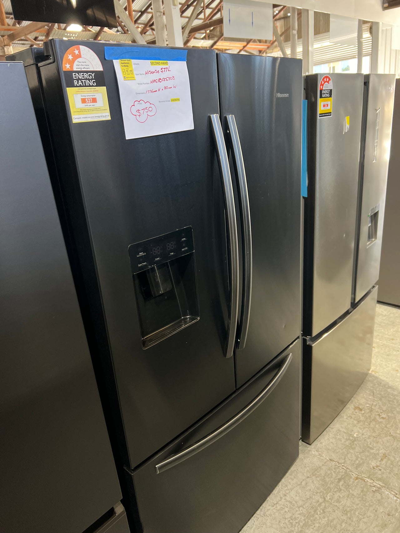 Second hand HISENSE 630L FRENCH DOOR FRIDGE Model: HR6FDFF630B - Second Hand Appliances Geebung