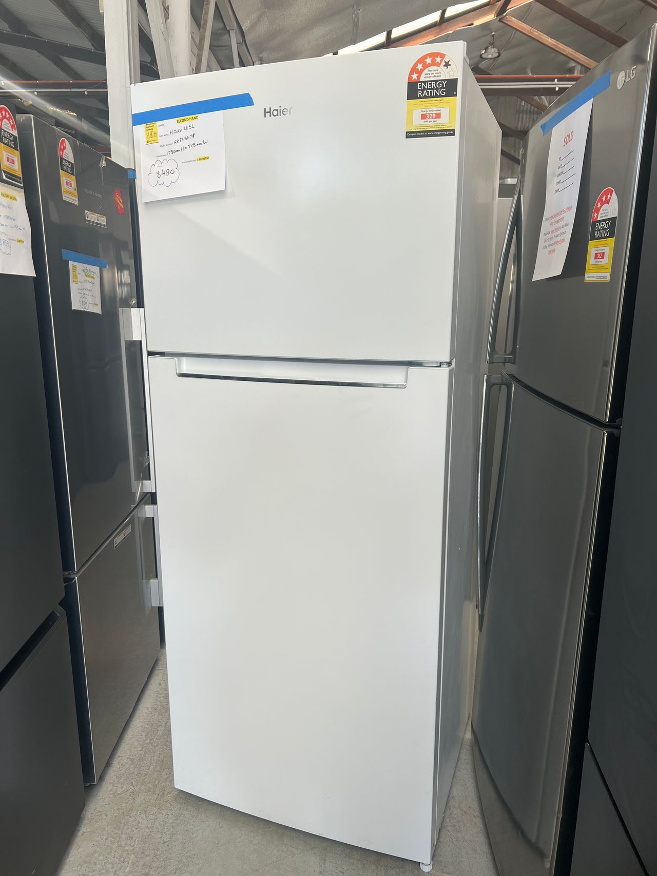 Second hand Haier 415L Top Mount Fridge - White  Usable volume 415l Model: HRF454TW3 - Second Hand Appliances Geebung